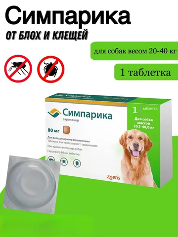 Симпарика 80 мг 1 таблетка