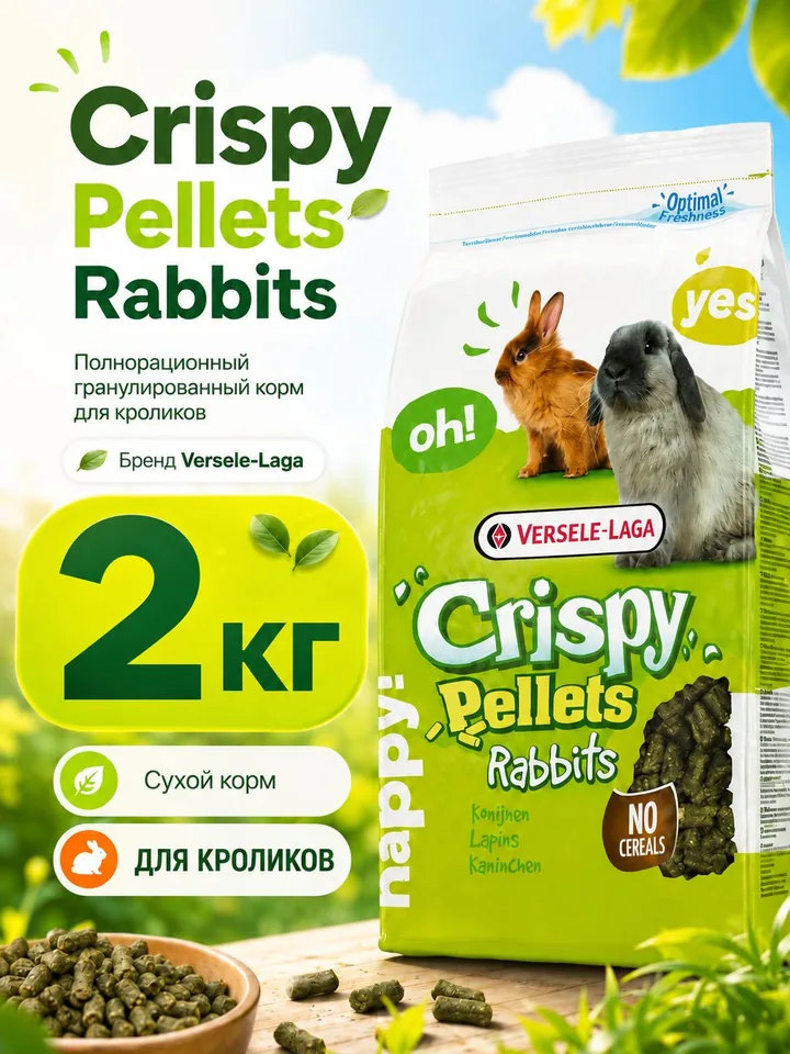 VERSELE-LAGA Корм для кроликов Crispy Pellets Rabbits гранулированный, 2 кг — Versele-Laga